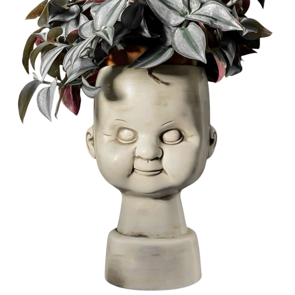 Killstar Vase 8.6” Baby Doll Head White Ceramic